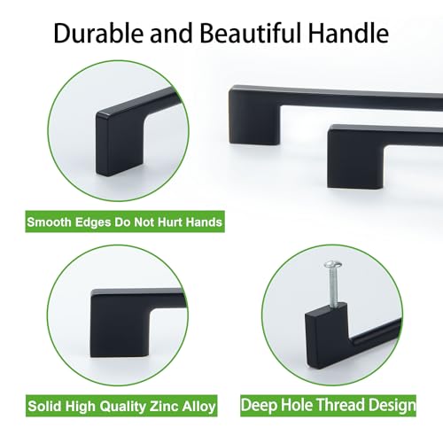 TUNNY 5 Pack Classic Cabinet Handles-12.5"/320mm Screw Spacing Matte Black Furniture Hardware Handles for Kitchen Cabinets Bedroom Cabinet Pull - Image 3