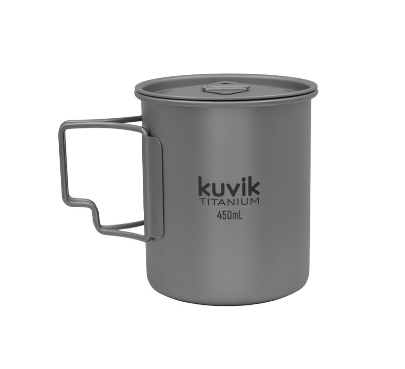Kuvik Titanium Cup with Lid 450ml (15.2 oz) - Ultralight and Compact Pot for Backpacking, Camping, and Survival - Image 1