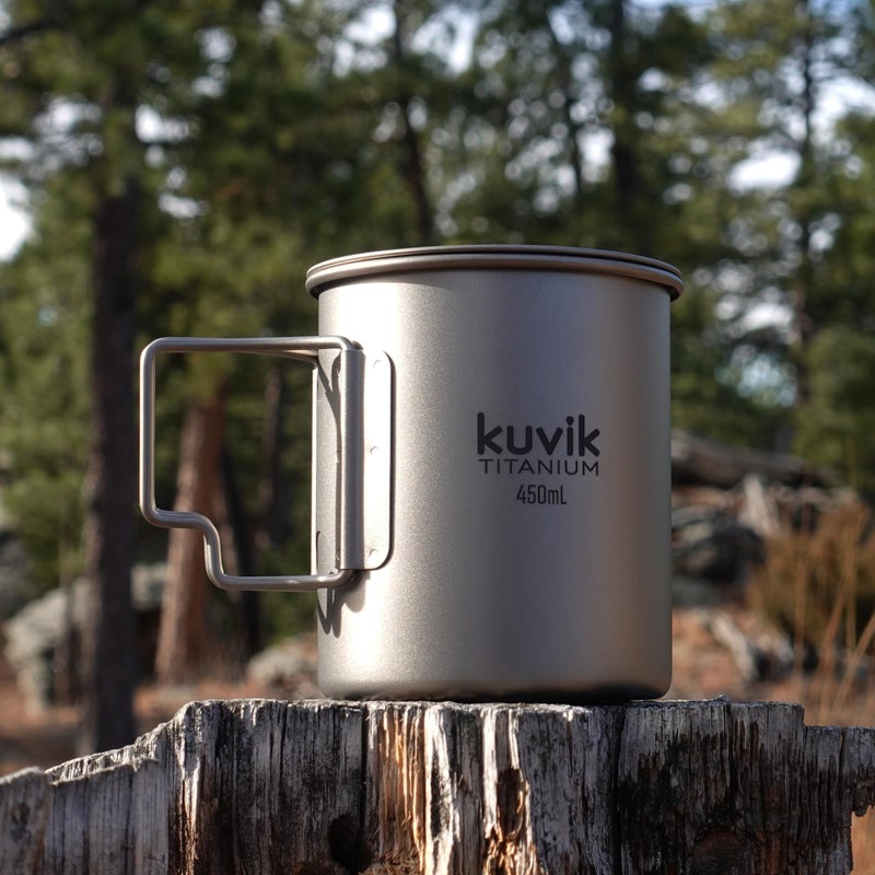 Kuvik Titanium Cup with Lid 450ml (15.2 oz) - Ultralight and Compact Pot for Backpacking, Camping, and Survival - Image 5
