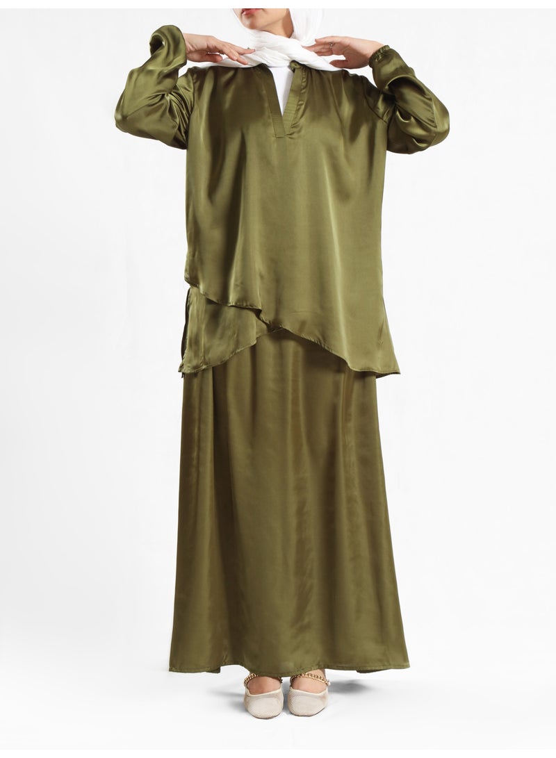 ايمالينا فاشون Modest Satin Skirt - Image 1