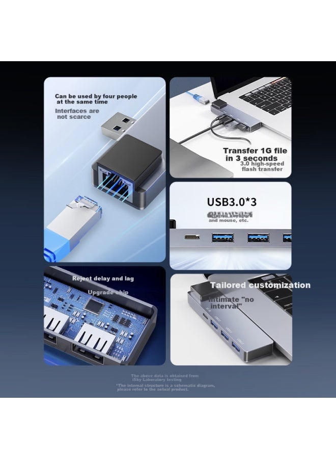 Isky Usb 3.0 To Gigabit Ethernet Adapter Hub Splitter With Right-angle Design, Compatible With Laptops And Desktops, Rj45 Converter For Ethernet Cable Adapter - Image 2