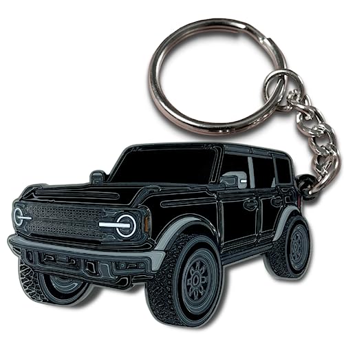 FOUR WHEEL BEAST Bronco Keychain Accessories 2023 4 door key chain Fob Cover Cool Car Mods (Black) - Image 1