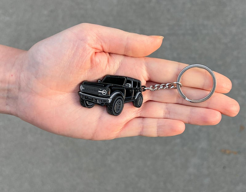 FOUR WHEEL BEAST Bronco Keychain Accessories 2023 4 door key chain Fob Cover Cool Car Mods (Black) - Image 2