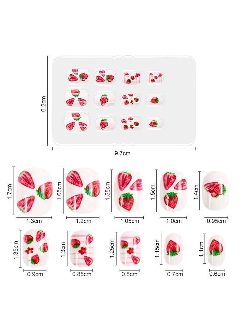 KHAJUL 84 Pieces Press on Nails, Nail Tips Pre Glue Full Cover, Short Acrylic Nails for Girls Kids Nail Art Decoration (Multicolour) - Image 2