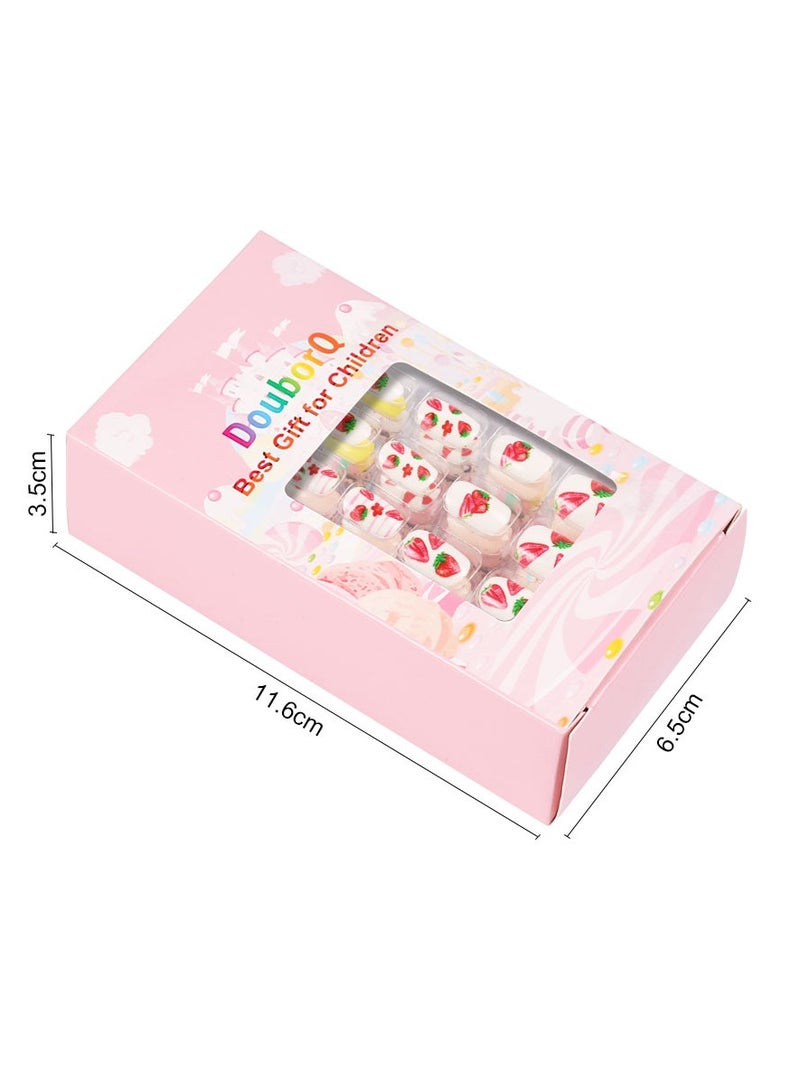 KHAJUL 84 Pieces Press on Nails, Nail Tips Pre Glue Full Cover, Short Acrylic Nails for Girls Kids Nail Art Decoration (Multicolour) - Image 3