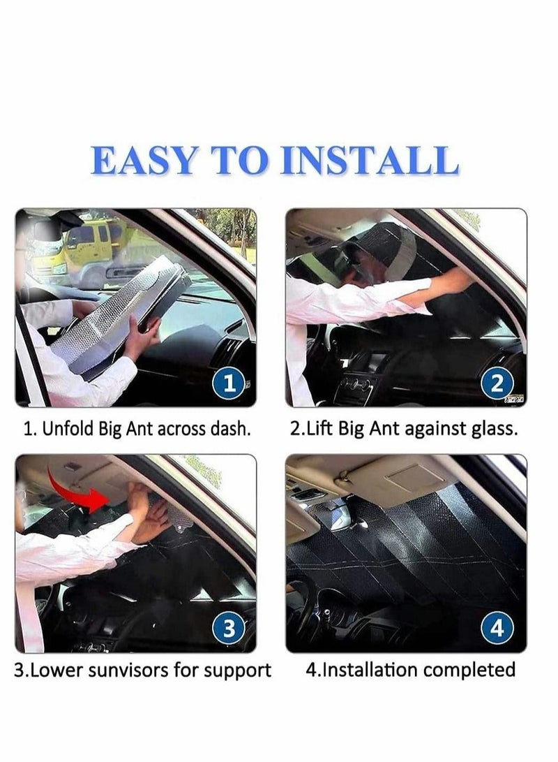 Car Windscreen Sun Shade Windshield UV Screen Protector Foldable Universal Against Frost Dust for SUV Truck 150cmx80cm