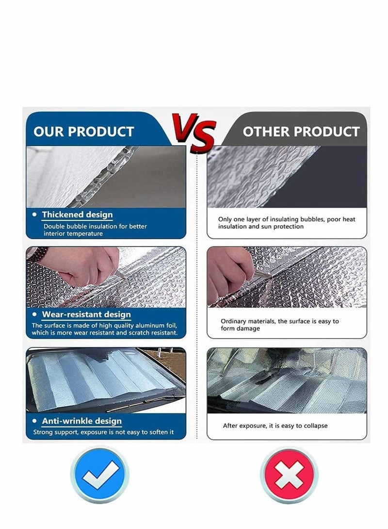 Car Windscreen Sun Shade Windshield UV Screen Protector Foldable Universal Against Frost Dust for SUV Truck 150cmx80cm
