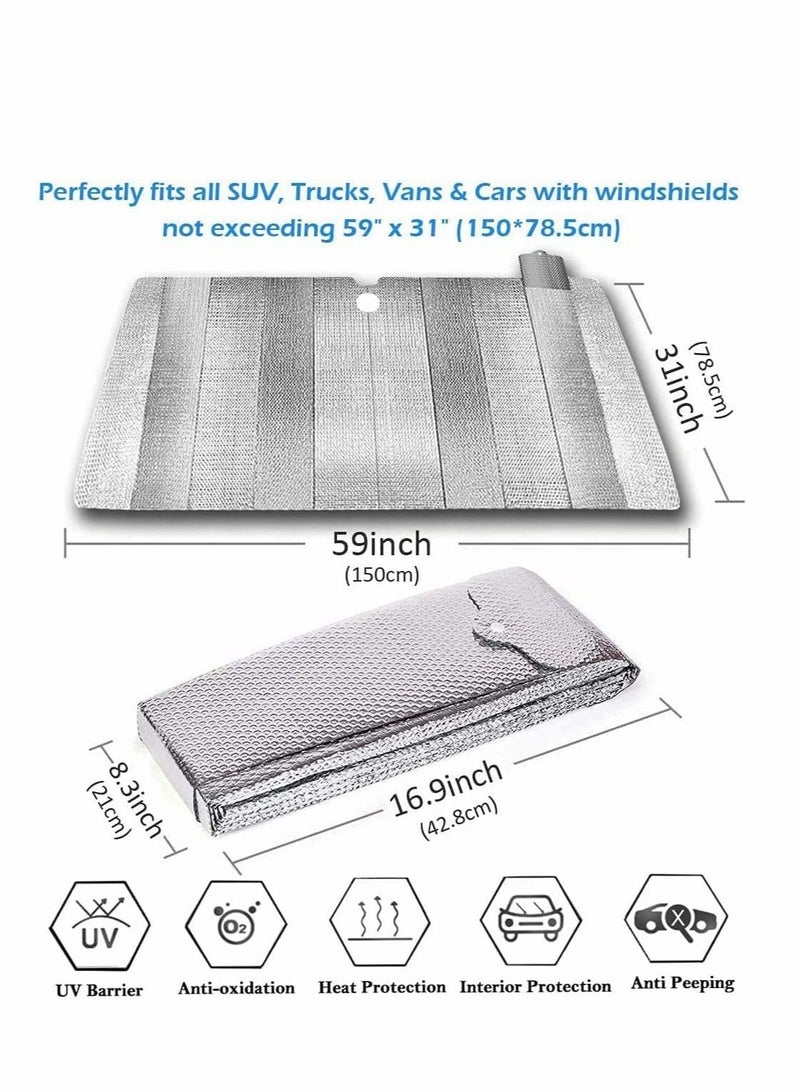 Car Windscreen Sun Shade Windshield UV Screen Protector Foldable Universal Against Frost Dust for SUV Truck 150cmx80cm