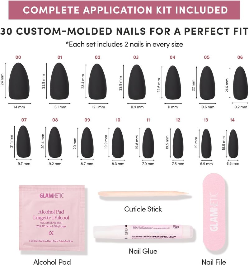 Glamnetic Press On Nails - Red Bottom | Red Accent Dual Side Medium Almond Fake Nails with a Black Matte Finish, Salon Quality Halloween Nails | 15 Sizes - 30 Nail Kit with Glue - Image 4