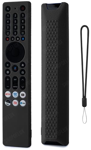 SHOPOFLUX Silicone TV Remote Cover Compatible with TCL Tv Protective Case with Lanyard (Black) - Image 1