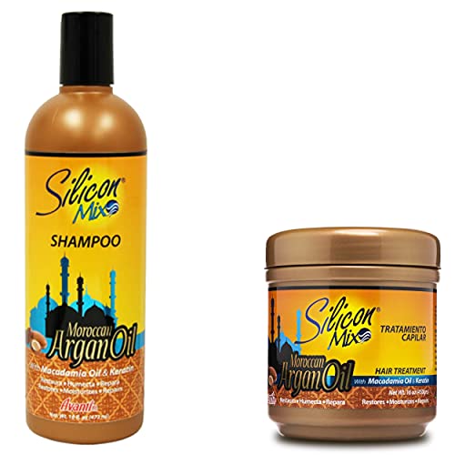 Silicon Mix Moroccan Argan Oil Shampoo + Hair Treatment 16oz "Set" - Image 1