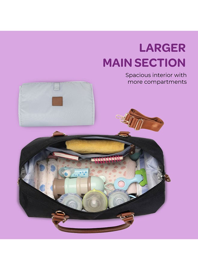Moon Moms Large Capacity Waterproof Travel Diaper Bag With 2 Pouchs - Black - Image 4