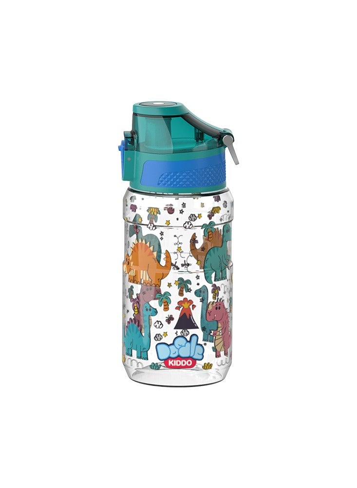 Doodle Kiddo Dinosaur Water Bottle for Boys, 540 ML - BPA Free, Leakproof, Push Button, Sipper Spout, Carry Handle - Image 1