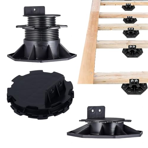 BGTLGIO 28Pack Adjustable Deck Support Pedestal Deck Foundation Base Support for Floating Deck Platform Deck Floor Height Adjustment Raising from 0.6" to 0.8 ", Black - Image 4
