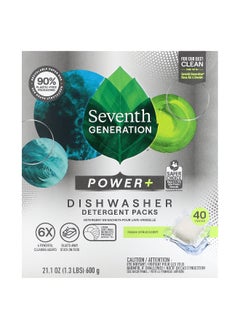 Seventh Generation Seventh Generation, Power+ Dishwasher Detergent Packs, Fresh Citrus, 40 Packs, 21.1 oz (600 g)  - Image 1