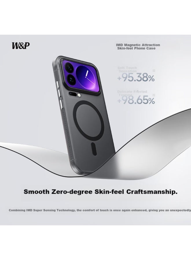WP W&p Compatible Xiaomi 17 Pro Phone Case, Xiaomi 17 Pro Matte Skin-like Protective Cover, Magnetic Charging Case, Full Protection Anti-drop Anti-fingerprint Case For Men And Women, Matte Black Wp - Image 1