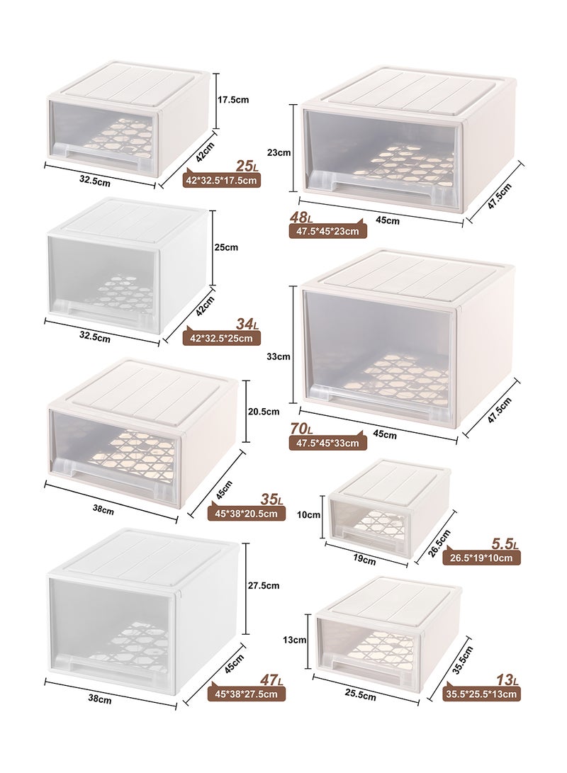 Ollieroo White Plastic Drawer Storage Box with Wheels – Stackable PP Organizer with Smooth Pull-Out Drawer and Easy-to-Install Casters for Closet, Desk, and Bedroom Storage, 45 x 38 x 27.5 - Image 3