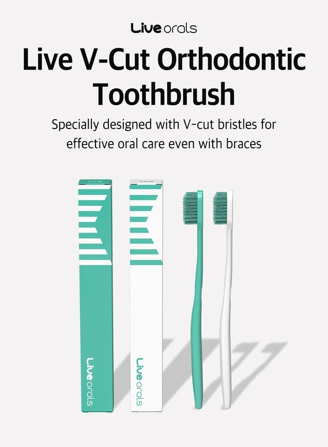 LiveOrals V-Cut Orthodontic Toothbrush (Mint x 6Units – Medium Bristles, Ergonomic, Travel-Friendly Manual Toothbrush for Adults - Image 3