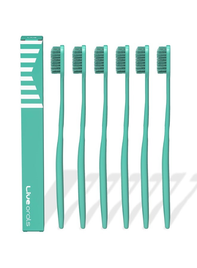 LiveOrals V-Cut Orthodontic Toothbrush (Mint x 6Units – Medium Bristles, Ergonomic, Travel-Friendly Manual Toothbrush for Adults - Image 1