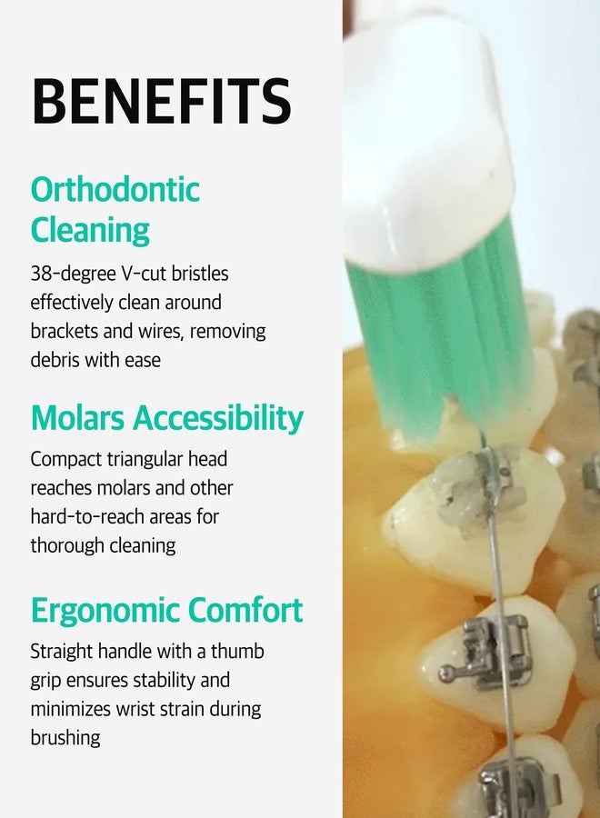 LiveOrals V-Cut Orthodontic Toothbrush (Mint x 6Units – Medium Bristles, Ergonomic, Travel-Friendly Manual Toothbrush for Adults - Image 5