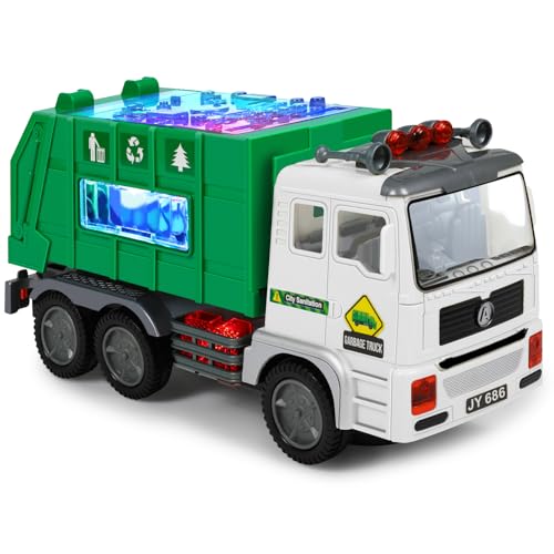 choopheme Garbage Truck Toys with Music 4D Led Light Automatic Bump Light up Toys Garbage Truck Engine Push Car Toy Vehicle Trash Truck for Toddler Kids Toy 3 4 5 Year Old Up Boy Girl Birthday Gift - Image 1
