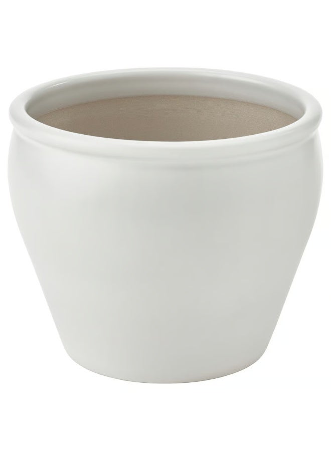 White Plant Pot – Indoor & Outdoor Decorative Flower Pot, Durable and Stylish, 15 cm Diameter - Image 1