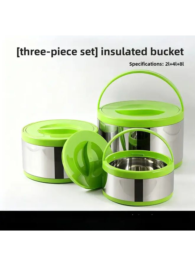 Green Lid Thermos 3 Piece Set 2L Insulated Bucket Pot Kettle - Image 5