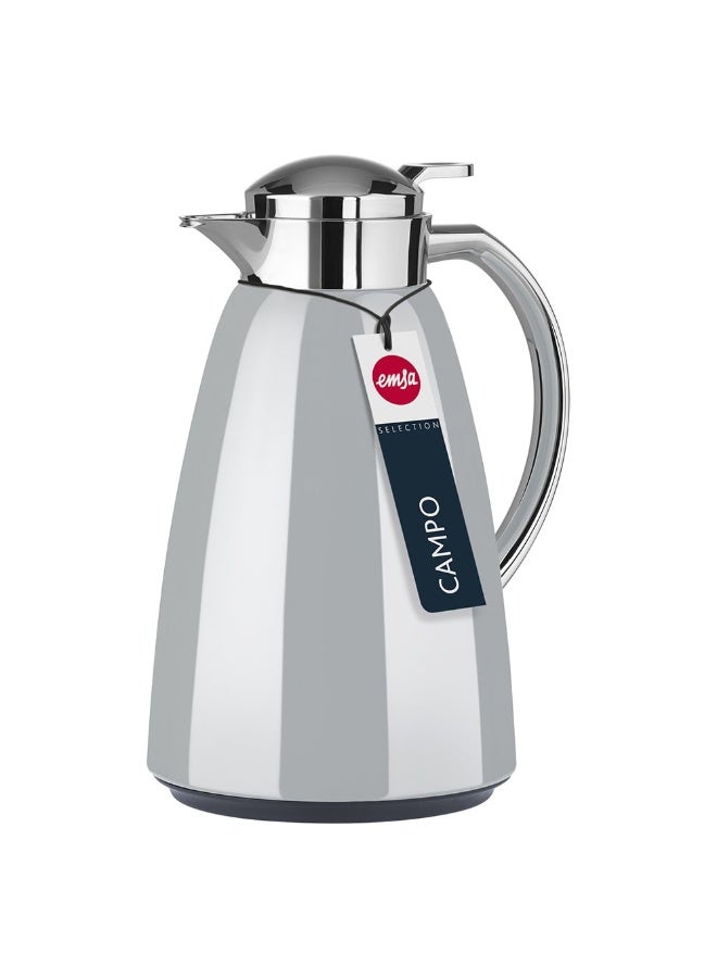 EMSA Campo Flask 1L – Light Grey Premium Insulated Thermal Jug for Hot & Cold Beverages – Elegant Coffee & Tea Serving Flask – Made in Germany - Image 2