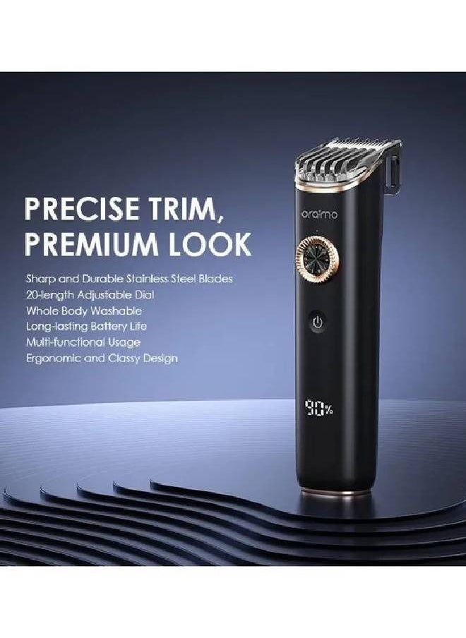 Oraimo - Trimmer Sharp and Precise Blade, IPX7 Waterproof, Digital Display, Up to 1.5hrs Runtime - OTR-221 - Black - Image 1