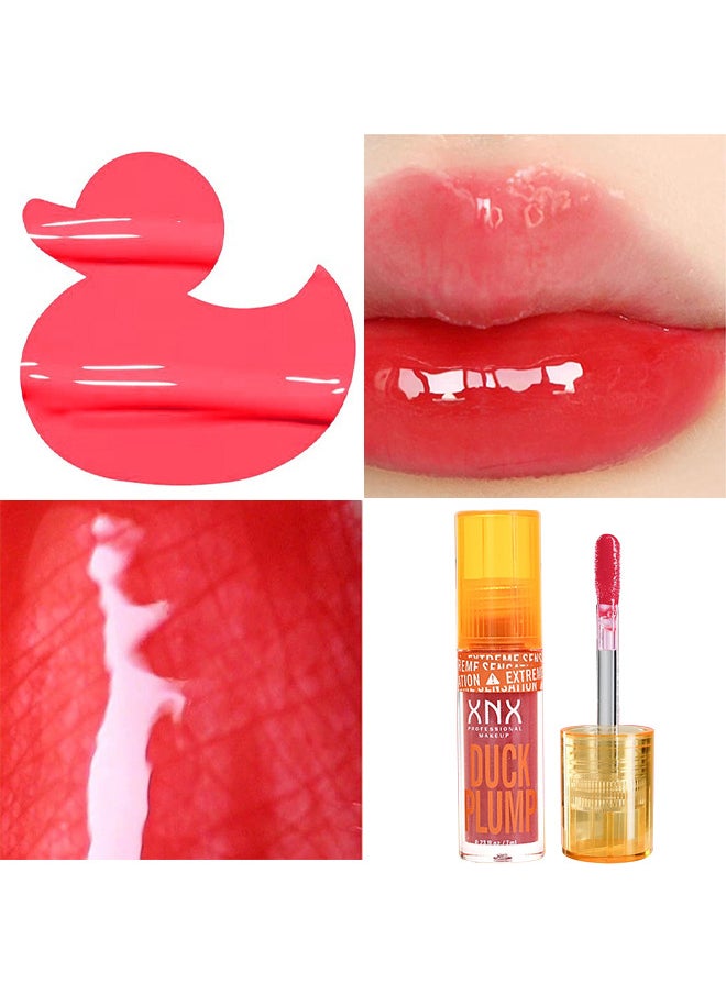 XNX Duck Plump Lip Plumping Lacquer, Fat Lip Oil Lip Glaze, Glitter Shine Primer Lip Clear Plumping Lip Gloss, High Pigment No Sticky Lip Gloss, Lip Plumper Gloss Make Lips Fuller  - Image 5