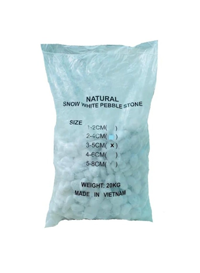 بياض الثلج 5-8 سم حصى زخرفية صخور زخرفية طبيعية لنباتات الحدائق العصارة مزهريات أحواض السمك المناظر الطبيعية أحجار النهر في الهواء الطلق 20 كجم - Image 1