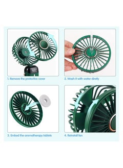 Ocean Mini Handheld Fan, 5 Speeds Portable Personal Fans with LED Screen 90° Adjustable Cooling Fan Removable Base, Quiet USB Fan for Home Office Outdoor Travel, 16-24 Hours Working (Green)  - Image 4