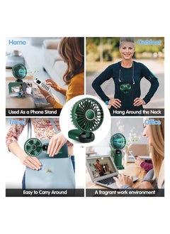 Ocean Mini Handheld Fan, 5 Speeds Portable Personal Fans with LED Screen 90° Adjustable Cooling Fan Removable Base, Quiet USB Fan for Home Office Outdoor Travel, 16-24 Hours Working (Green)  - Image 3