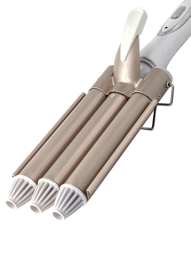 Kemei 3 Barrel Professional Hair Curler Brown/White - Image 2