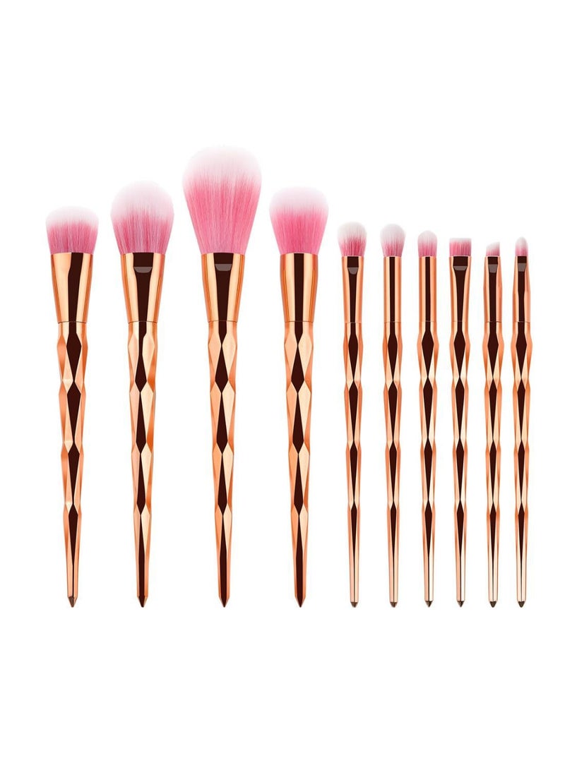 طقم فراشي تجميل احترافي مكون من 10 قطع ذهبي - Image 1