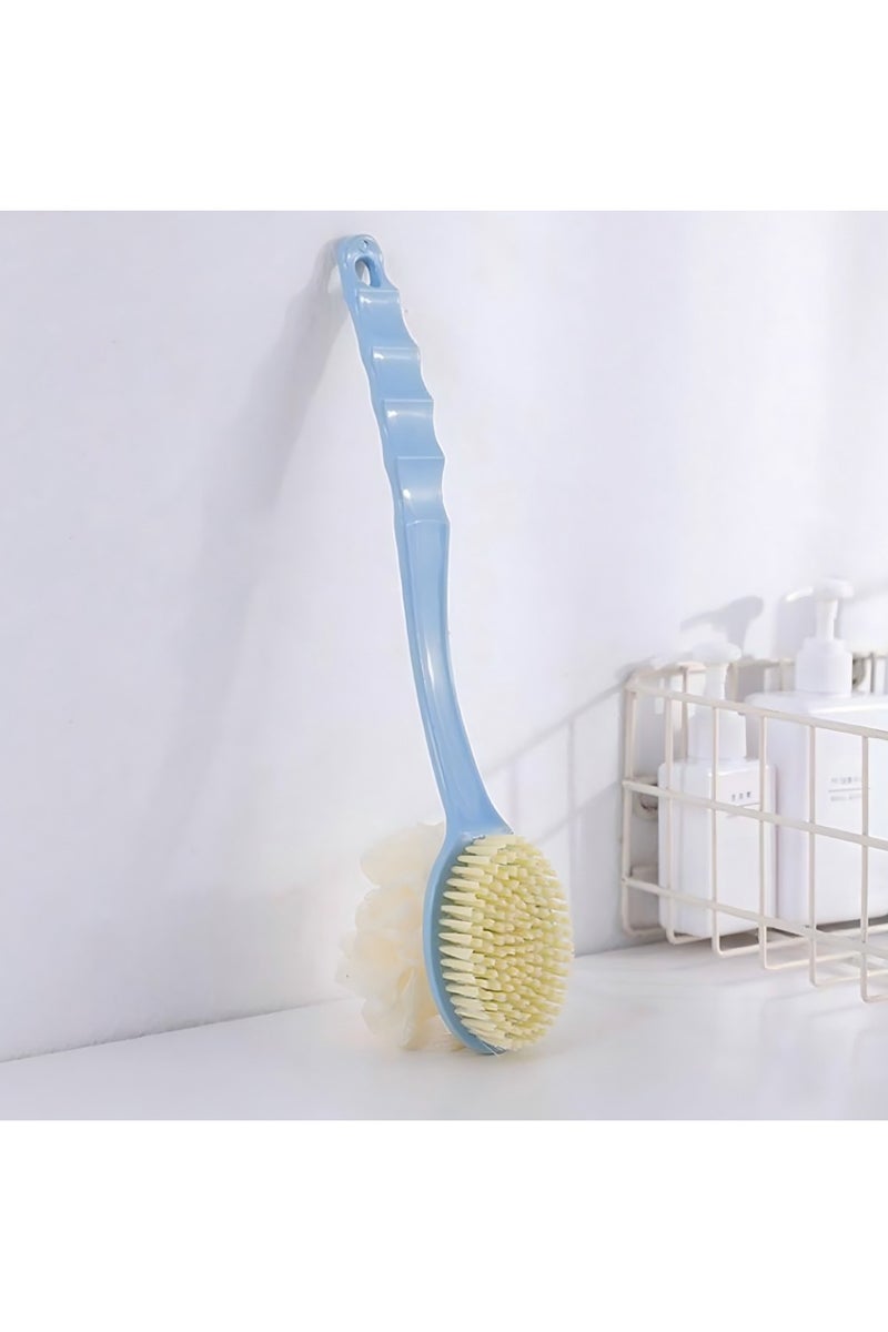 KHAJUL 1PC Blue Long Handle Bath Brush, 2 in 1 Exfoliating Body Brush with Loofah and Bristles, Back Scrubber Brush for Shower, Men and Women Body Care Tool with Anti-Slip Grip - Image 5