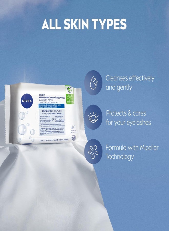 Nivea مناديل نيفيا المنعشة 3 في 1 لتنظيف الوجه للبشرة العادية والمختلطة (40 قطعة)، مناديل قابلة للتحلل مصنوعة من 100% ألياف نباتية، مناديل مزيل المكياج تنظف وترطب وتنعش البشرة - Image 3