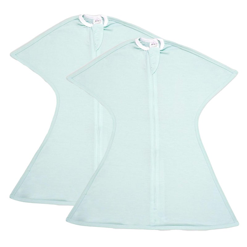 SleepingBaby Zipadee-Zip Transition Swaddle - Cozy Baby Swaddle Blanket with Zipper Convenience - Roomy Wearable Blanket for Easy Diaper Changes - Classic Mint, Medium (6-12 Month) - 2 Pack - Image 1