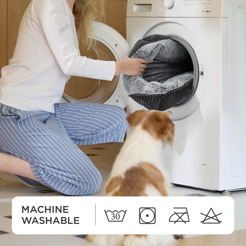 Bedsure Washable Dog Bed Medium Size Dog - Rectangle Fluffy Plush Big Pet Bed, Corduroy Fleece and Nonskid Bottom,30x24x8inches,Suitable for Pet Up to 35lbs,Grey - Image 5