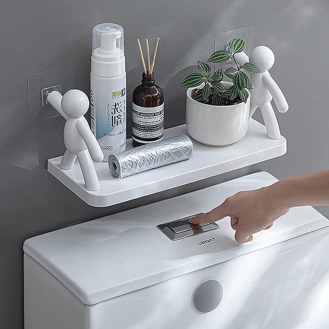 APAYA Plastic Multipurpose Wall Mount Floating ShelfRack with Self Adhesive Sticker Wall Mounted Storage Shelf Organiser for KitchenBathroomBedroomOffice Supporting Without Drilling  - Image 4