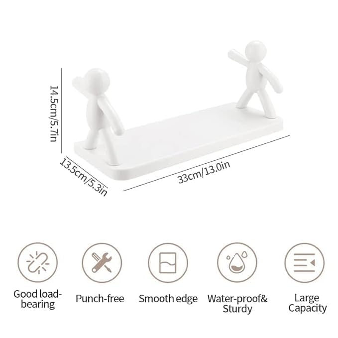 APAYA Plastic Multipurpose Wall Mount Floating ShelfRack with Self Adhesive Sticker Wall Mounted Storage Shelf Organiser for KitchenBathroomBedroomOffice Supporting Without Drilling  - Image 3