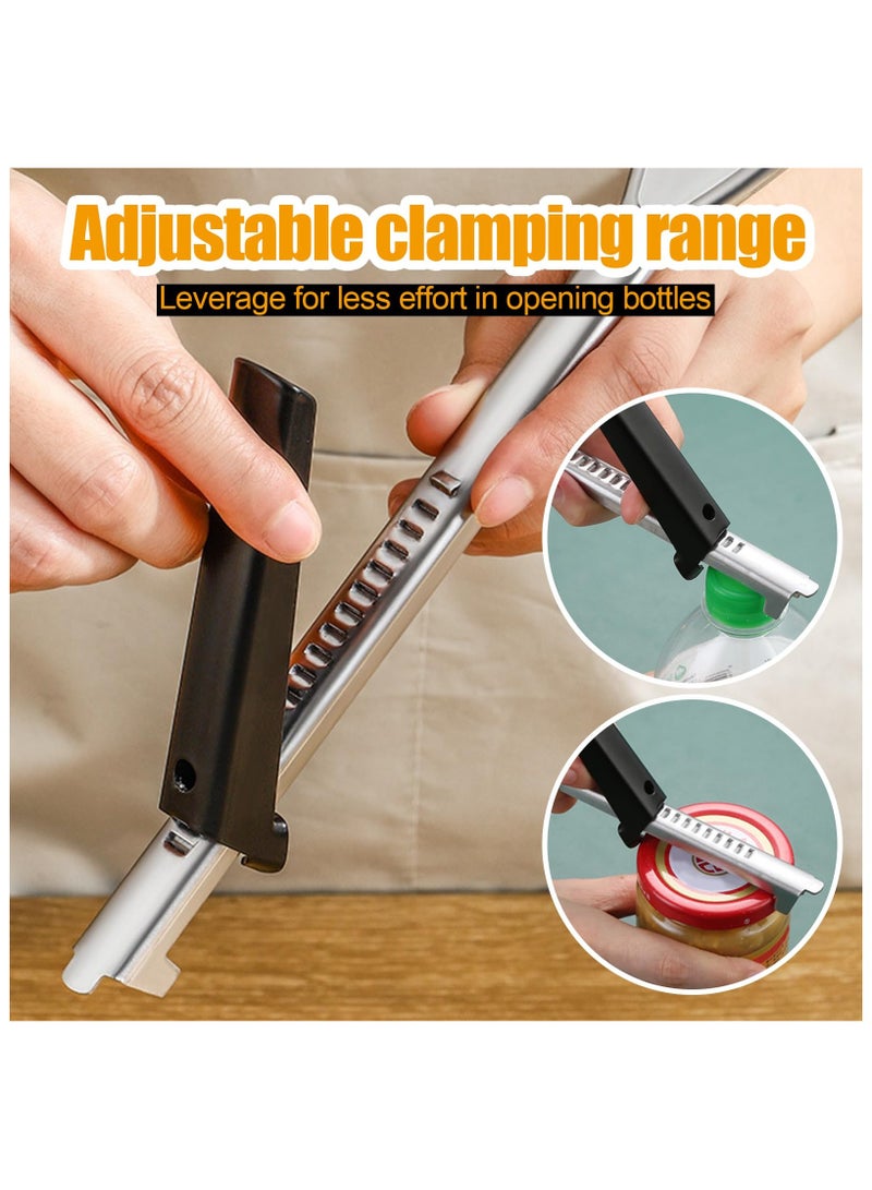 SOLARAE Adjustable Jar Opener for Weak Hands, Multifunctional Portable Jar Lid Gripper, Stainless Steel Can Opener for Home Kitchen Gadgets, for Most Jar Lid Sizes, Kitchen Canning Tools for Seniors - 2 Pack - Image 2