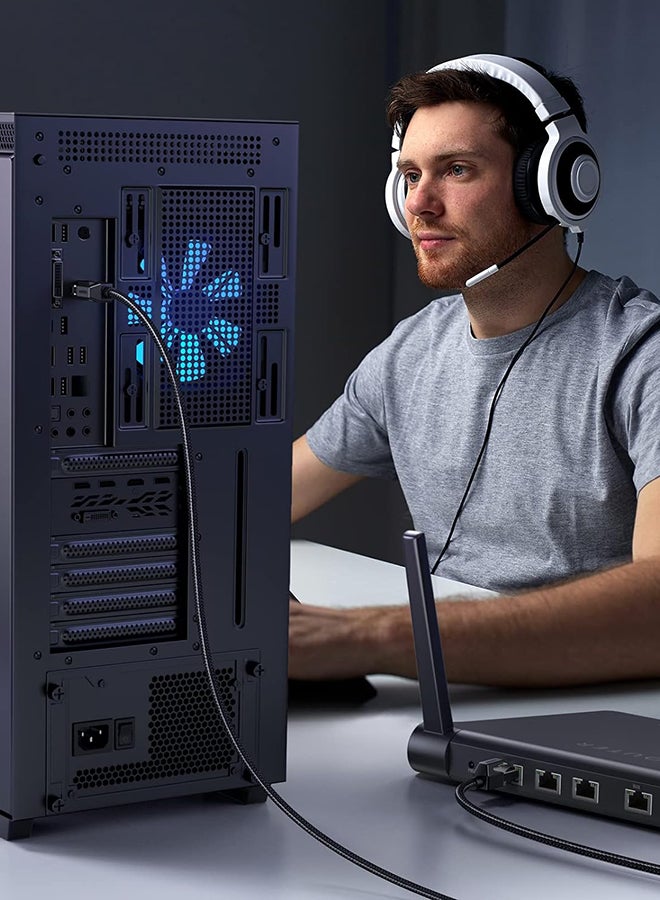 يو جرين كيبل نت كات 6 مضفر، كيبل انترنت LAN ار جيه 45 1000 ميجابت لكل ثانية عالي السرعة، سلك نت متوافق مع بلاي ستيشن 5 و4 واكس بوكس ون والتليفزيون الذكي والراوتر ولوحة الوصلات- 2 متر - Image 4