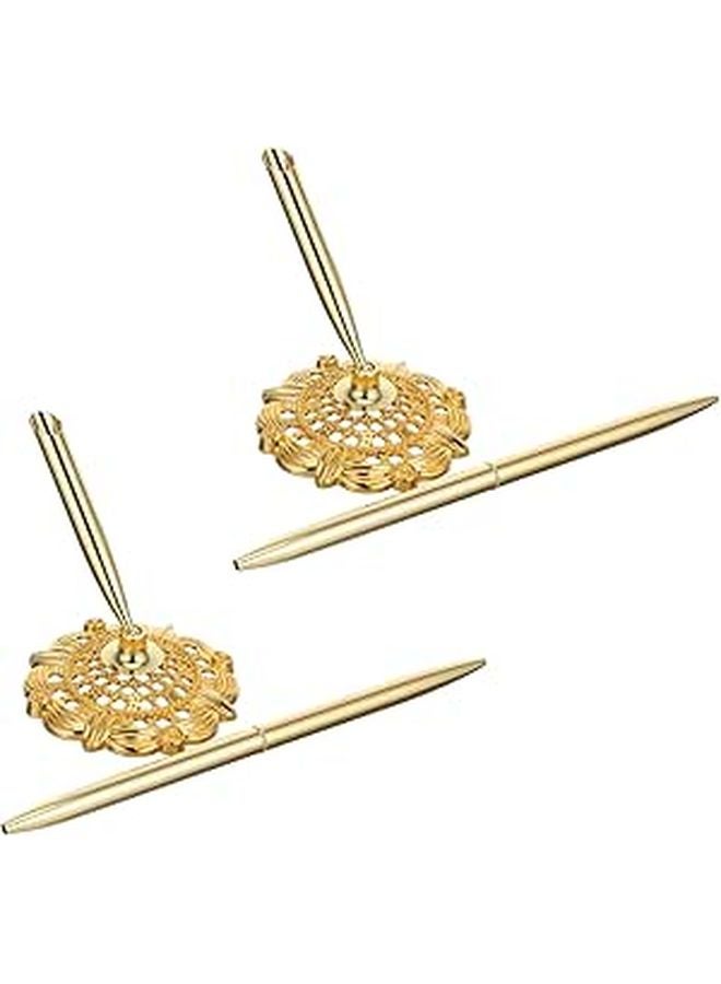 2 Pack Professional Ballpoint Pen with Vertical Stand for Office and Signature Smooth Writing Desktop Accessory - Image 1