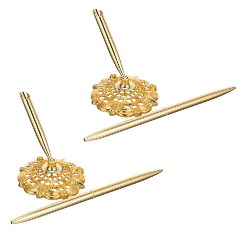 2 Pack Professional Ballpoint Pen with Vertical Stand for Office and Signature Smooth Writing Desktop Accessory - Image 2