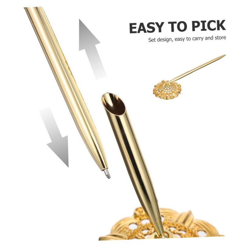 2 Pack Professional Ballpoint Pen with Vertical Stand for Office and Signature Smooth Writing Desktop Accessory - Image 3