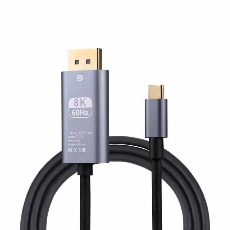 Microware كابل USB C إلى DisplayPort 1.4 بطول 6 أقدام (2K 240Hz، 4K 144Hz، 8K 60Hz)، كابل Thunderbolt 3/4 متوافق مع MacBook Pro، Mac Mini، XPS، iPad، iPhone 15 - Image 1