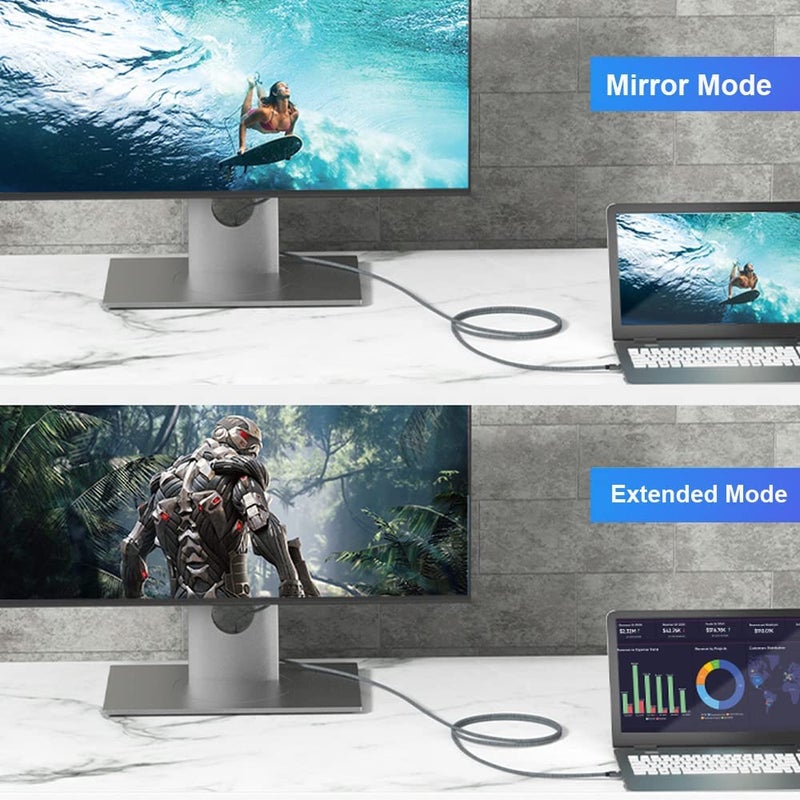 Microware كابل USB C إلى DisplayPort 1.4 بطول 6 أقدام (2K 240Hz، 4K 144Hz، 8K 60Hz)، كابل Thunderbolt 3/4 متوافق مع MacBook Pro، Mac Mini، XPS، iPad، iPhone 15 - Image 3
