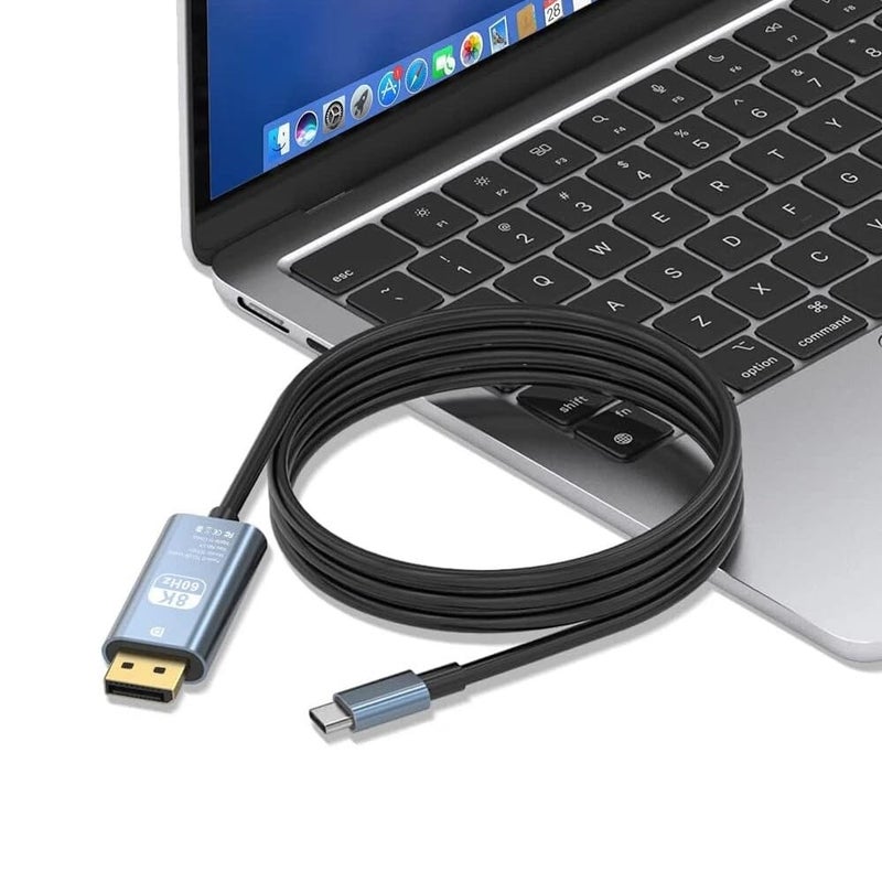 Microware كابل USB C إلى DisplayPort 1.4 بطول 6 أقدام (2K 240Hz، 4K 144Hz، 8K 60Hz)، كابل Thunderbolt 3/4 متوافق مع MacBook Pro، Mac Mini، XPS، iPad، iPhone 15 - Image 5
