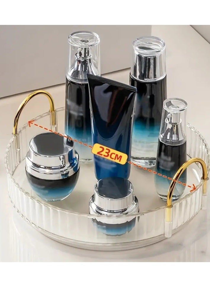 ORiTi 360 Rotating Shelving Makeup Organizer DIY Adjustable Carousel Spinning Holder Rack Large Capacity Cosmetic Storage Bag -CLEAR Single layer - Image 4